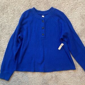 Oversized Cozy Waffle Henley Top